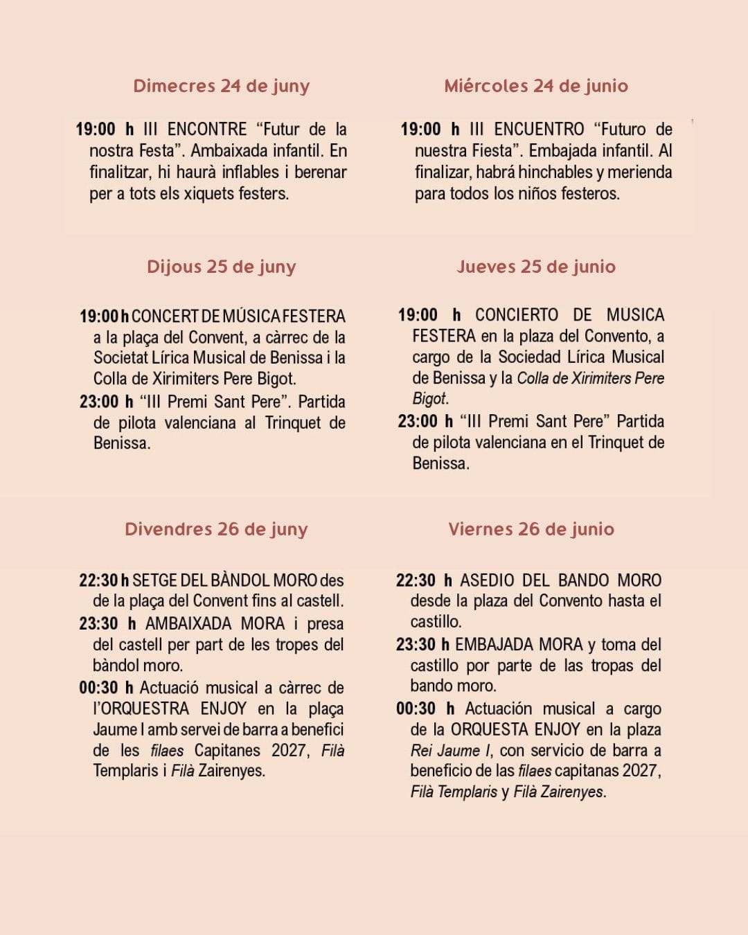 Programación Moros y Cristianos Benissa 2026 - 1